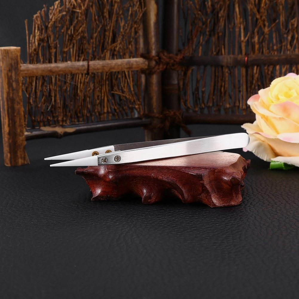 Stainless Steel Ceramic Pointed Tip Tweezer Heat Resistant Anti Acid Anti Static