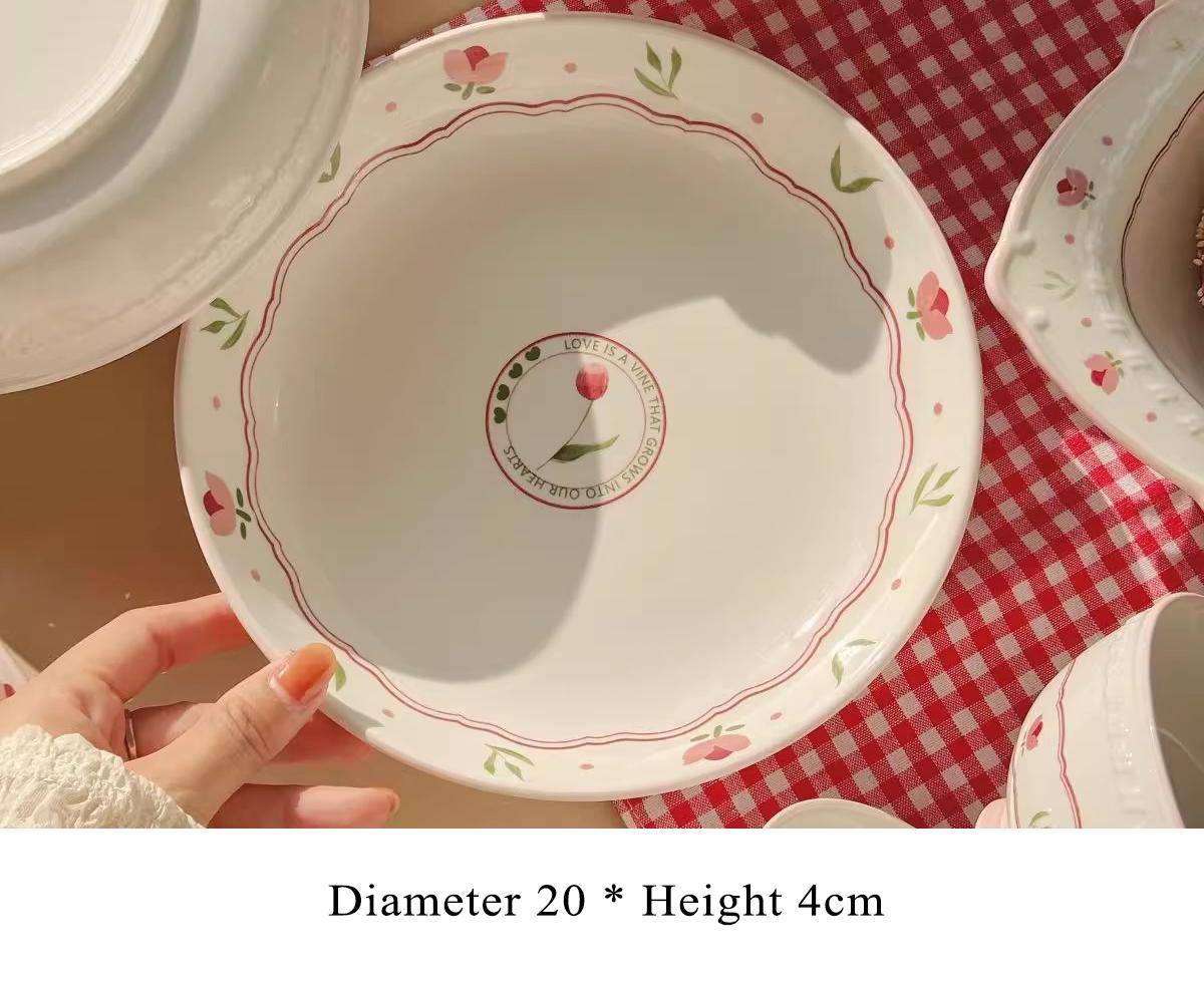 

Household Ceramic Plate New Floral Pattern Underglazed Colour Dinner Dishes Chinese Style Letter Aesthetic Fruit Tableware 8 inches