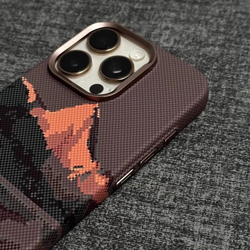 Magnetic Carbon Fiber Phone Case IPhone 16 Pro Max 15 With Kevlar Texture Anti-Slip Shockproof Skin