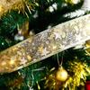 10M Christmas Light String Ribbon for Christmas Tree Decoration Double Layer Gold Stamping Luminous Ribbon Lamp Lace DIY Led Lights