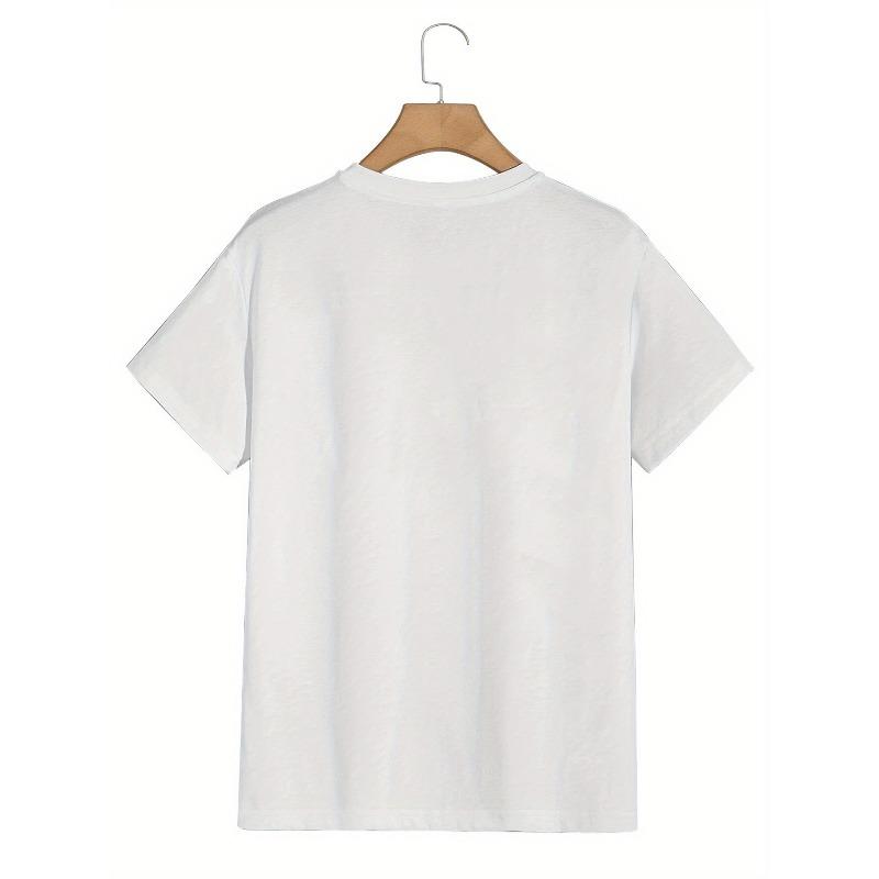 LOVE Print Plus Size Men's Short Sleeve T-Shirt, Trendy Versatile Breathable Tees For Everyday Wear