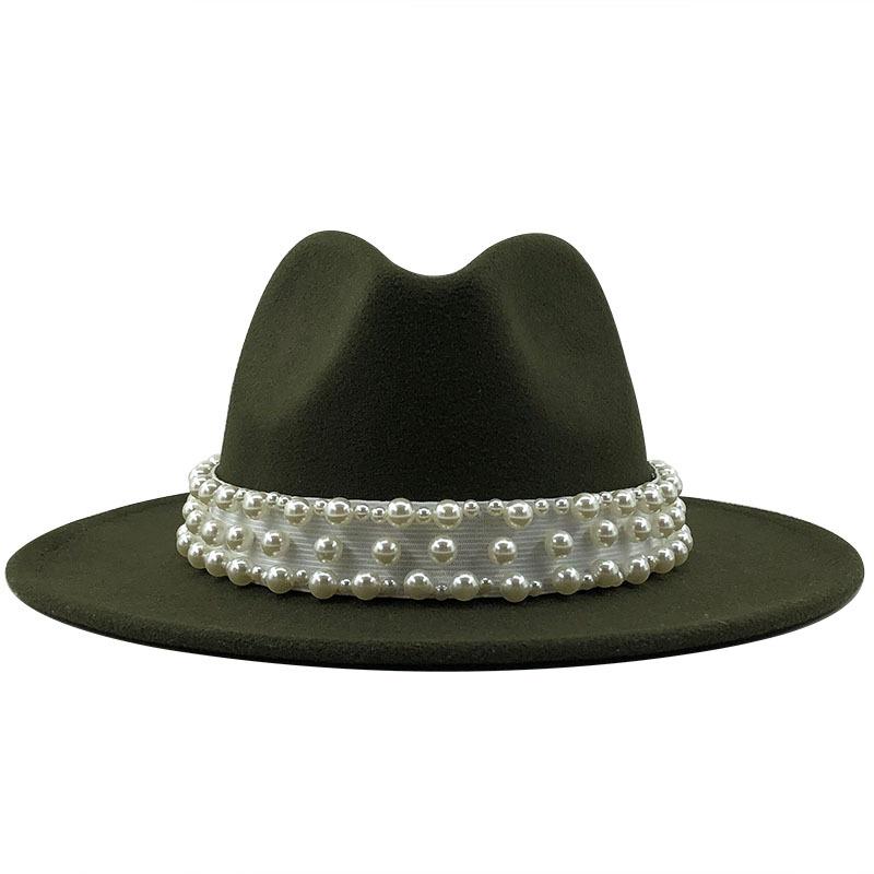 European and American Metal Leaf Women Woolen Hat Jazz Hat Autumn and Winter British Retro Top Hat Women