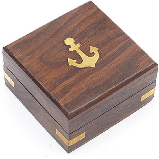 Kapesní sluneční hodiny s kompasem, ruční práce z obou stran na slunečních hodinách pták s dřevěnou krabičkou