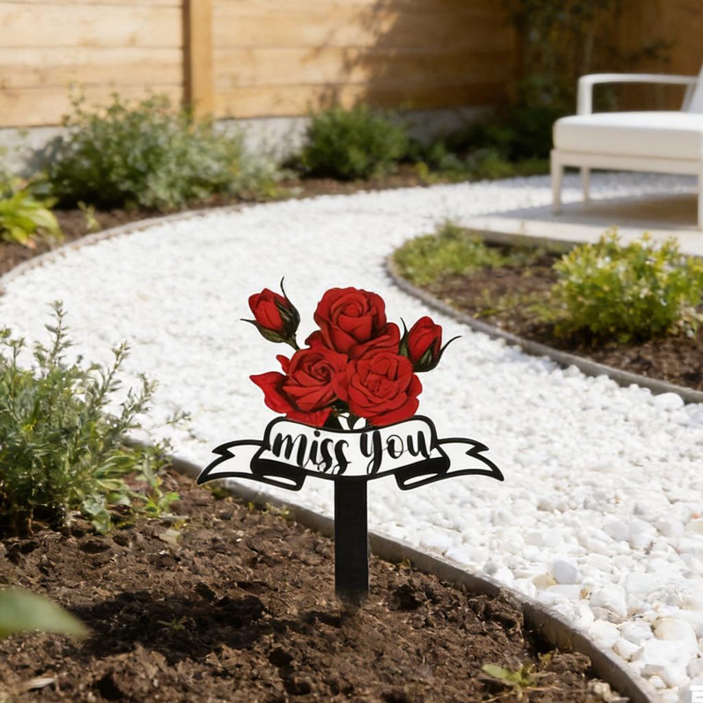 Metal Garden Stake Cross with Heart Design and Bird Decoration Outdoor Yard Memorial Marker Steel Ground Insert