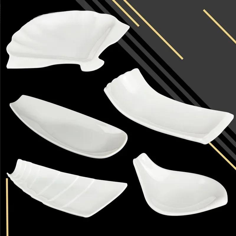 Pure White Plastic Irregular Plate Dish Commerce Serving Tray BBQ Picnic Plates Dessert Snacks Fruit Dishes Kitchen Tableware