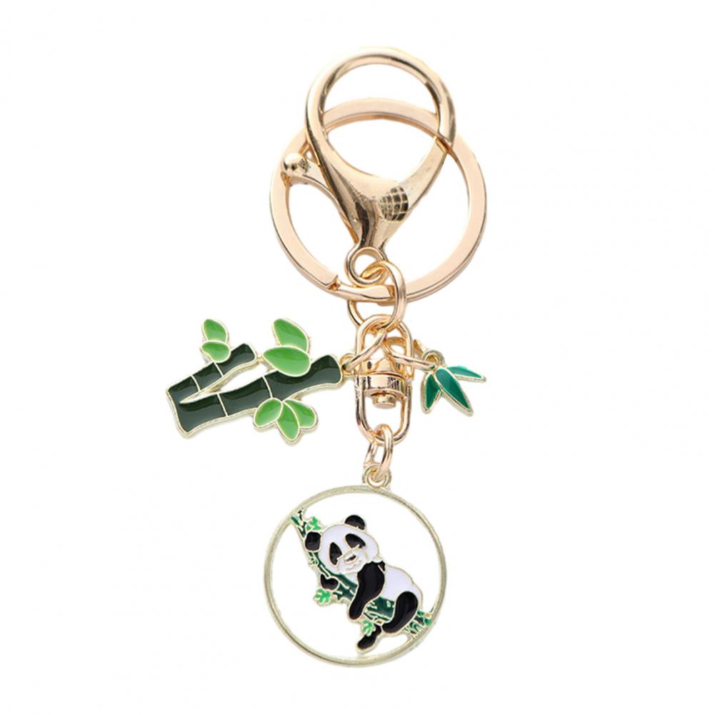 New Year Keychain Panda Bamboo Wreath Pendant Polished Lobster Clip Lightweight Shoulder Bag Schoolbag Decoration Pendant Keyrin