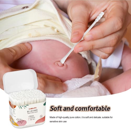 Baby Safety Cotton Swabs, Cotton Buds for Babies | Double-Ended Swabs with Storage Case | Wooden Sticks, Cleaning Tool for Hygiene and Beauty Care