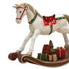 Hand-painted Rocking Horse Statue Vintage Wooden Horse Figurine Resin Pony Sculpture Home Office Desktop Decoration
