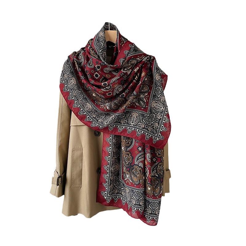 Mi Ling Women's Cotton Linen Cashew Print Scarf