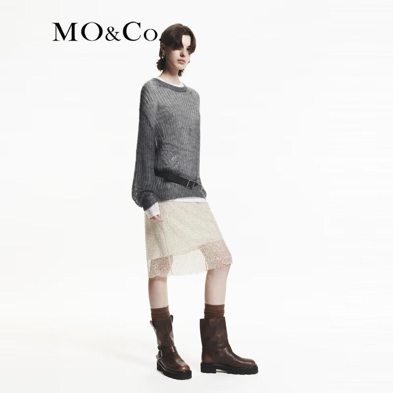 MO&Co. Mohair Wool Blend Lantern Sleeve Knit Sweater