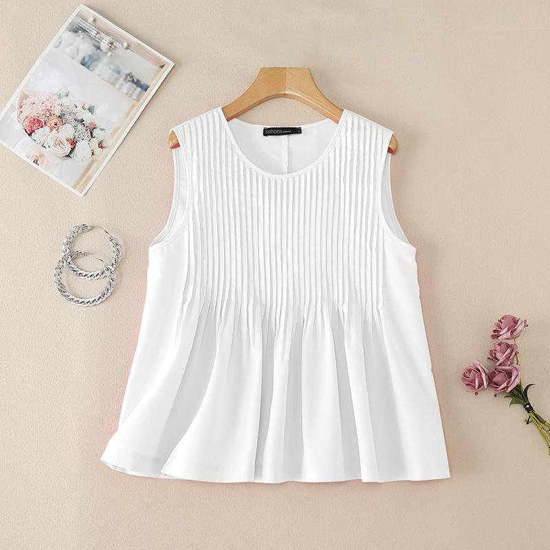 

ZANZEA Женские повседневные свободные летние майки без рукавов с круглым вырезом 2XL