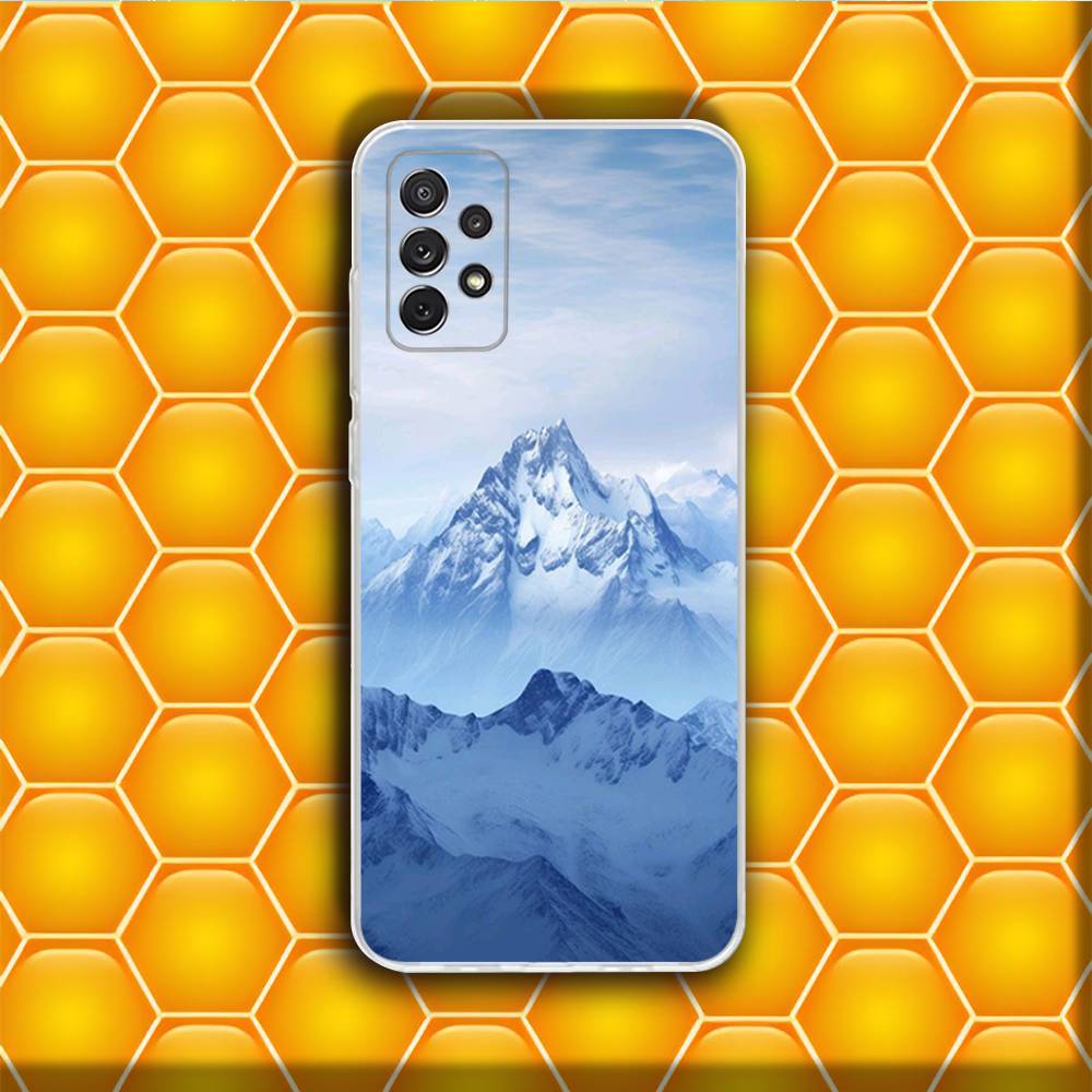 Natural Scenery Snow Mountain Phone Case Silicone For Samsung S30,23,21,22,20 FE lite,S10,9,PIus Note20ultra Soft Transparent
