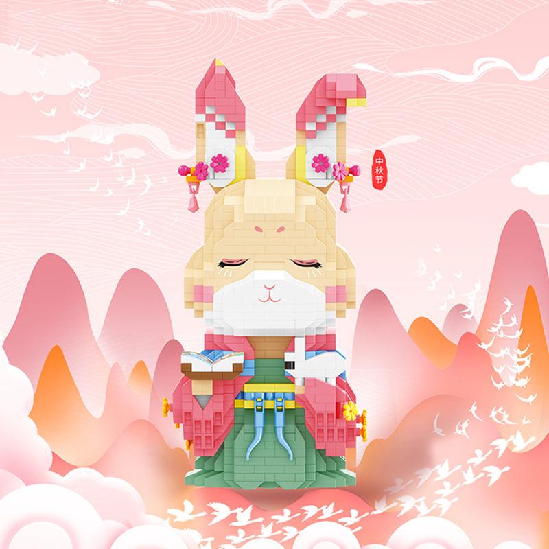 Lovely Cartoon Micro Diamond Block Moon Rabbit Building Bricks Fairy Maiden Assemble Nanobricks Educational Toys For Kids Gifts