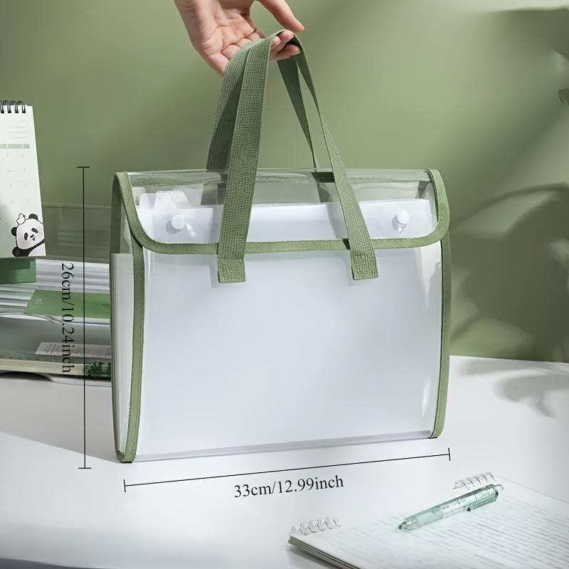 1 büyük kapasiteli taşınabilir şeffaf su geçirmez el tipi klasör, genişletilebilir dosya saklama çantası, of için PVC kendinden yapışkanlı dosya çantası