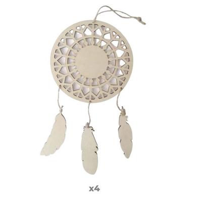 4 Customizable Wooden Dreamcatchers - Feathers 12.5 X 23.5 Cm