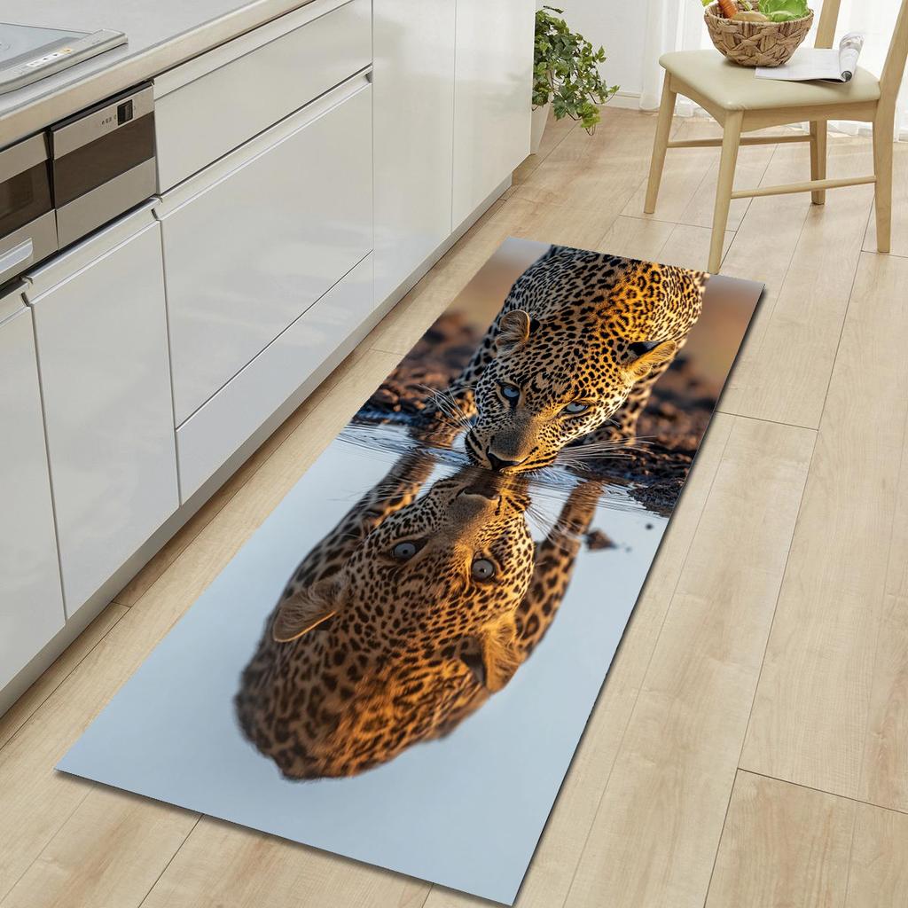 1Pcs Tiger Pattern Floor Mat Modern Kitchen Polyester Rug Non-Slip Colorful Indoor Carpet, For Home Bathroom Bedroom Living Room Decor