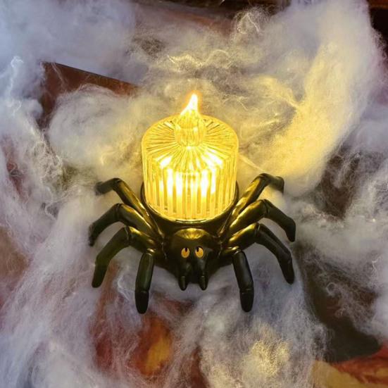Halloween Candle Light Battery Operated Flameless LED Spider Tealights Electric Flickering Fake Candle Halloween Party Decoration