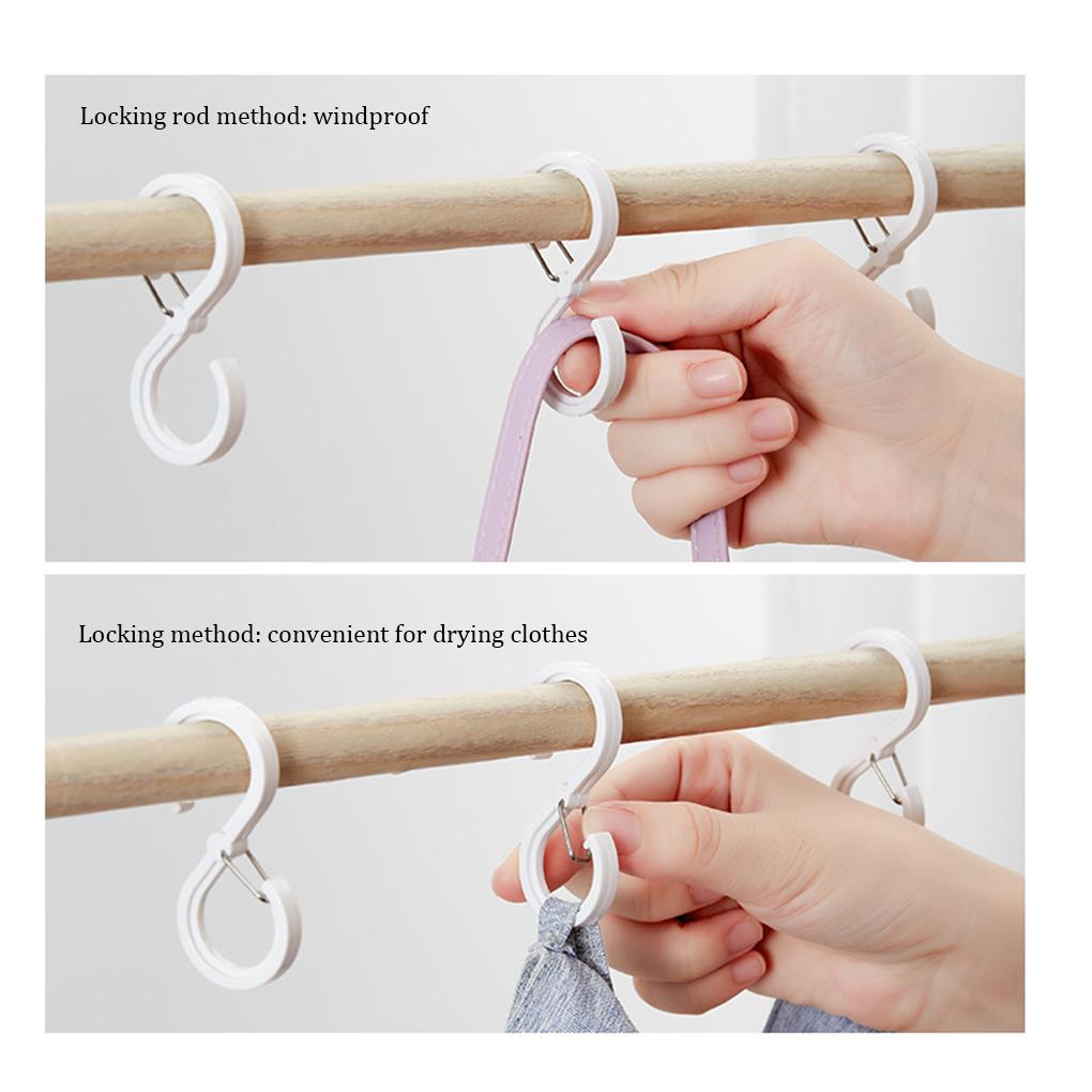 8 Pieces Multifunctional S-shaped Hook with Buckle Kitchen Bathroom Durable Windproof Lock Hooks Clothes Plastic Hanger