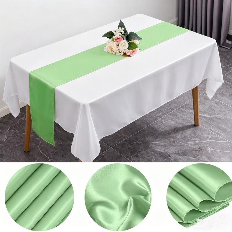 High-Density Satin Table Runner for Weddings & Banquets - Solid Color Polyester Table Decoration