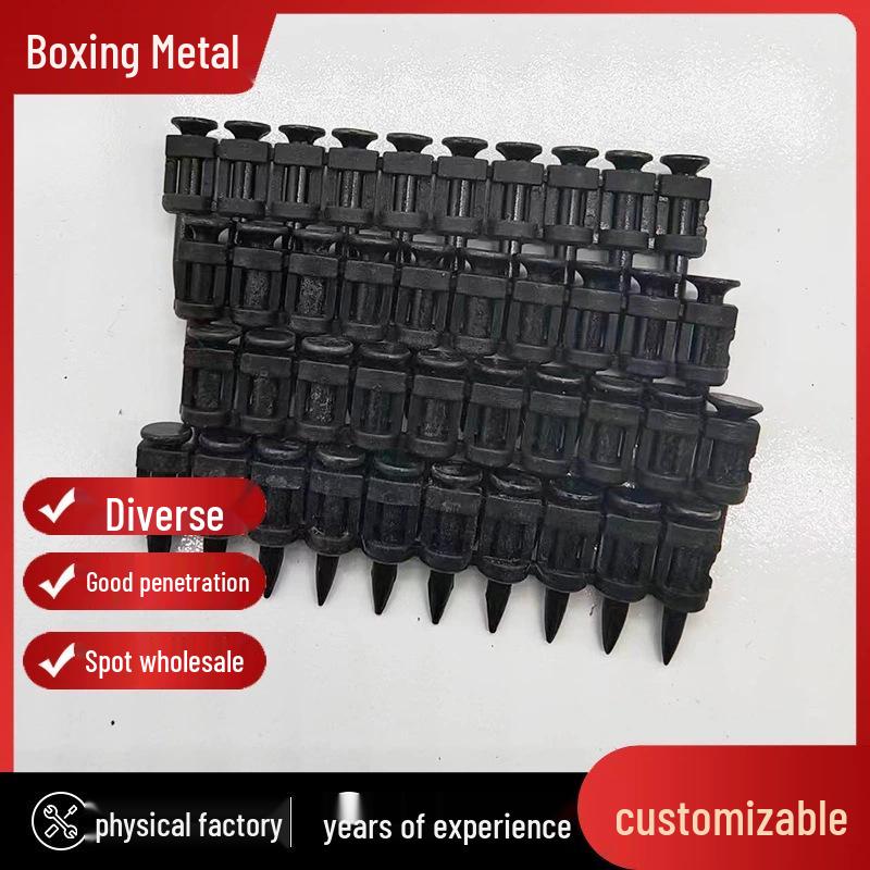 Hochleistungs-Gasnagler mit Dauerfeuerfunktion und schwarzen Nägeln in verschiedenen Größen (19-38 mm)