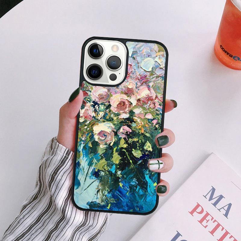 Oil Painting Boho Flower Art Phone Case For iPhone 17 Air 14 13 12 16Pro Max 15  Plus Cover Shell Max coque
