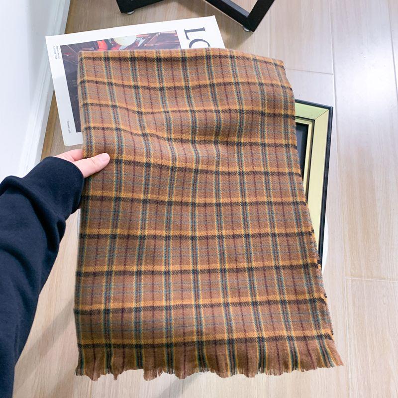 Women's Faux Cashmere Plaid Scarf - Korean Style, Thick & Warm Autumn/Winter Shawl