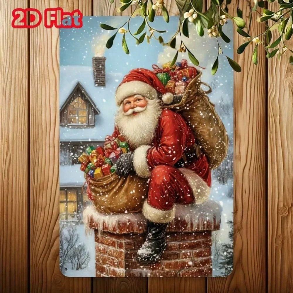 

Vintage Santa Claus Metal Poster Wall Art, Iron Sign Home Bar Cafe Christmas Decoration