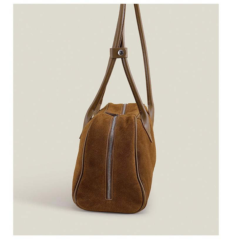Women's Suede Shoulder Bag – Brown Soft Leather Handbag for Everyday Use, Fashionable and Durable Tote Purse