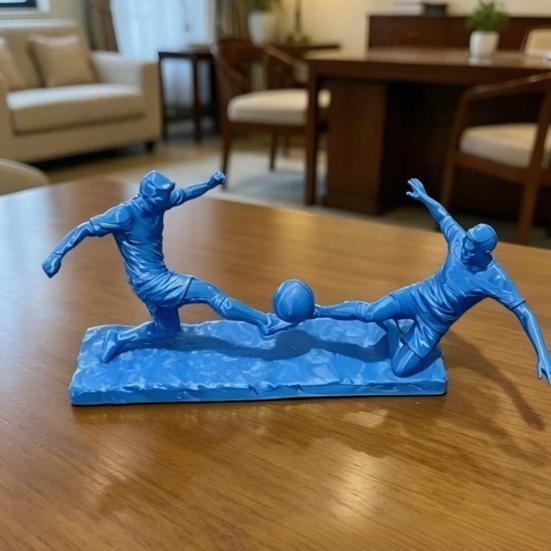 Soccer Player Statue, 3D Printed 2 Men Playing Soccer Figurine, Sports Table Sculpture for Home, Office Decor, Gifts for Sports Lovers, Men