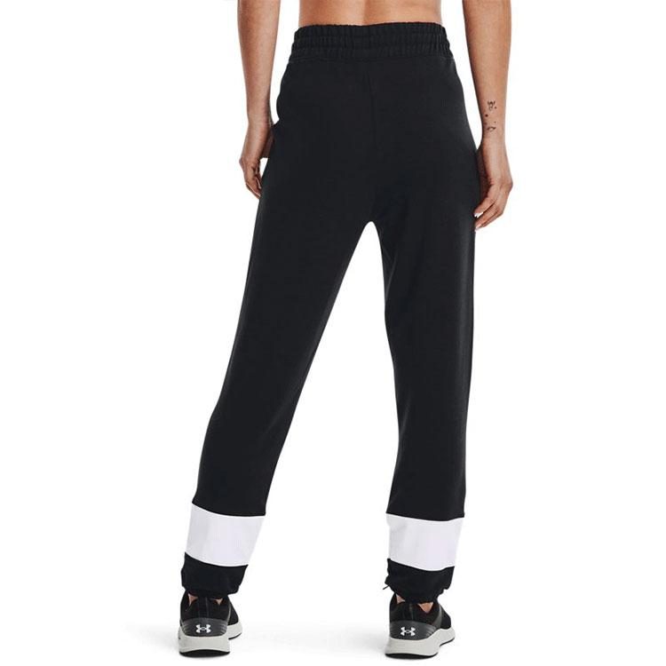 Under Armour Logo Print Color Block Training Sweatpants Women Bottoms Black 1370942-001