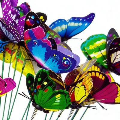 Butterfly Stakes 50 Pieces Artificial Waterproof Colorful Decor Garden Decoration For House Bedroom Living Room Patio Vase