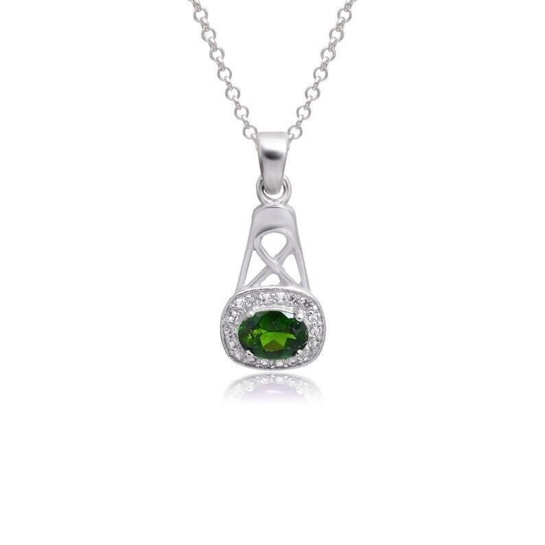 Natural Chrome Diopside Fine Pendant ~ 925 Sterling Silver Fancy Pendant
