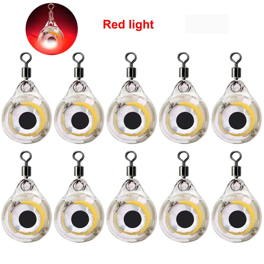 

10-100Pcs Mini Fishing Lure Light LED Underwater Eye Shape Fishing Squid Fishing Bait Luminous Lure for Attracting Fish Lures 10PCS красный