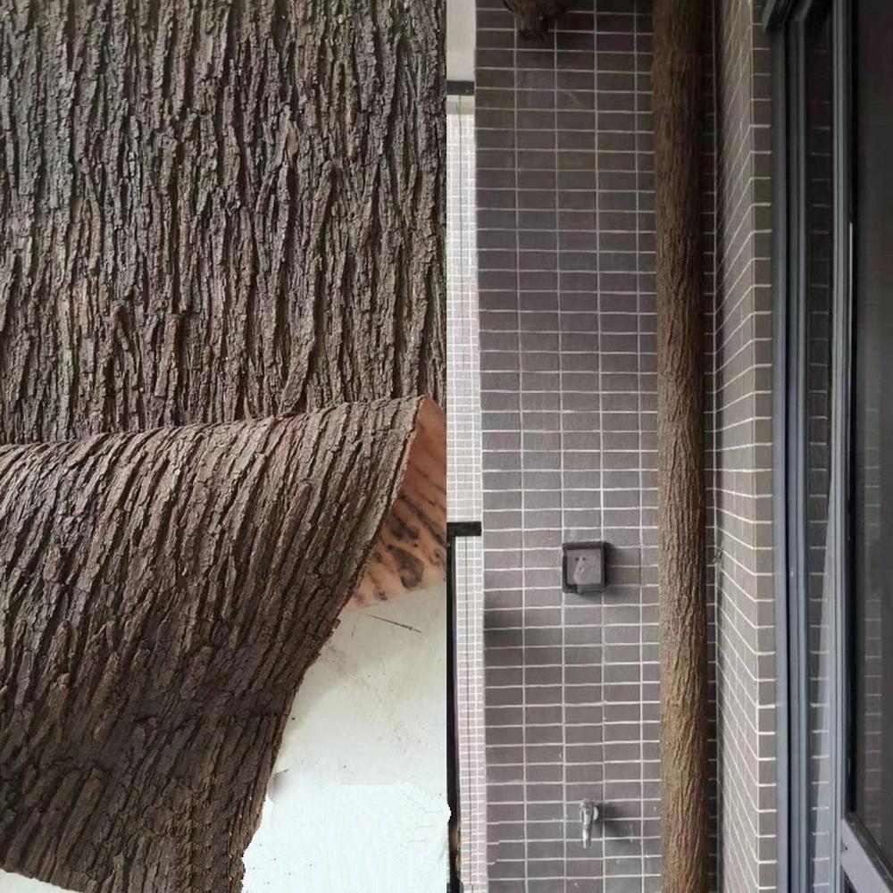 Aqumotic Silicone Fake Bark Sticker Faux Tree Bark Cover DIY Trunk Pipe Becomes A Tree Inside Green Plant Landscape Wall Sticker