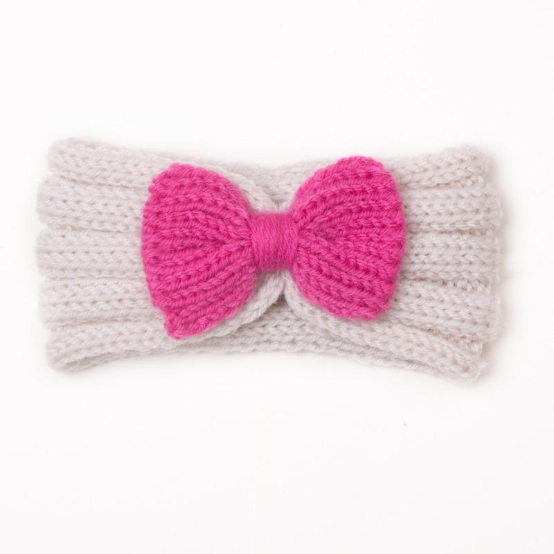 Autumn and winter warm children's contrasting color knitted wool hair accessories, baby solid color bow headscarf, baby headband