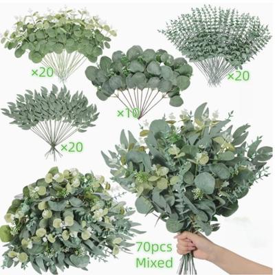 70 Stück Eukalyptusblätter Künstliche Blumen Sträuße DIY Gemischte Florale Deko Großhandel Heimdeko Blumengesteck