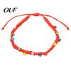 Handmade Woven Rope Wristbands Braided Bracelet for Women, Bohemian Wrist Adjustable Bracelets Women with Colorful Rice Beads, Knot Cord Wristband