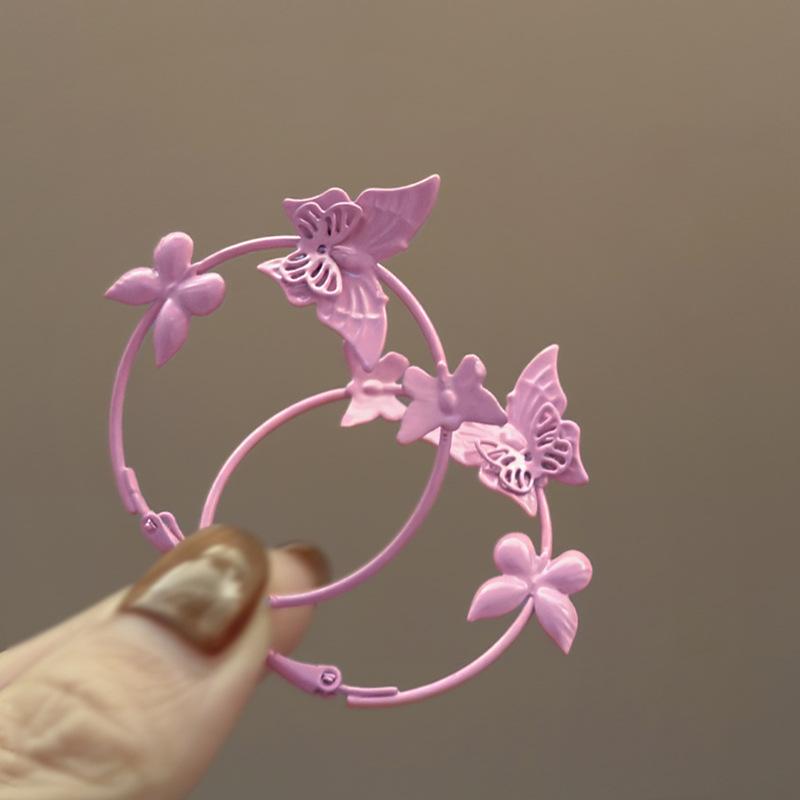 

Spray paint butterfly round earrings sweet fashion personality simple versatile stud earrings temperament design sense earrings women