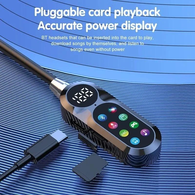 Căști Wireless cu Bandă pentru Gât Ecran HD Căști Bluetooth 5.4 HiFi Stereo Impermeabile pentru Sport Suportă Card TF