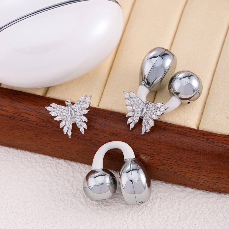 Sparkling Crystal Butterfly Earphone Clip For Freeclip Durability Electroplated Copper Universal Fit Easy Snap On Secure