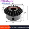 2PCS Bevel Gear 2M 20Teeth Inner Hole 8/10/12/14/15/16/17/18/19/20 mm  90 Degrees Meshing  Steel  Screw  M5