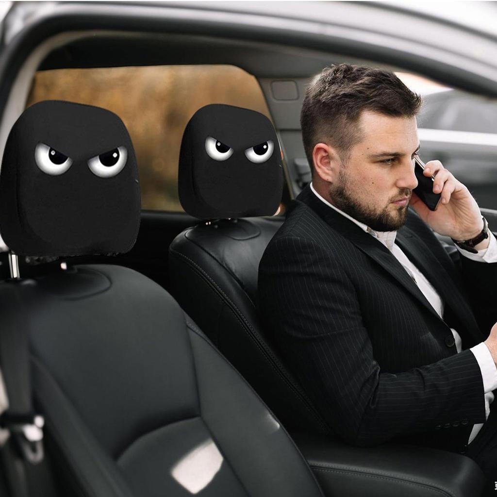 2pcs Car Headrest Covers Big Eyes Auto Headrest Protector Decorative Interior Accessories  Universal Car Seat Headrest Cover
