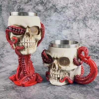 Neue Viking 3D Schädel Bierkrüge 304 Edelstahl Neuheit Kaffee Bar Tasse Halloween Geschenke