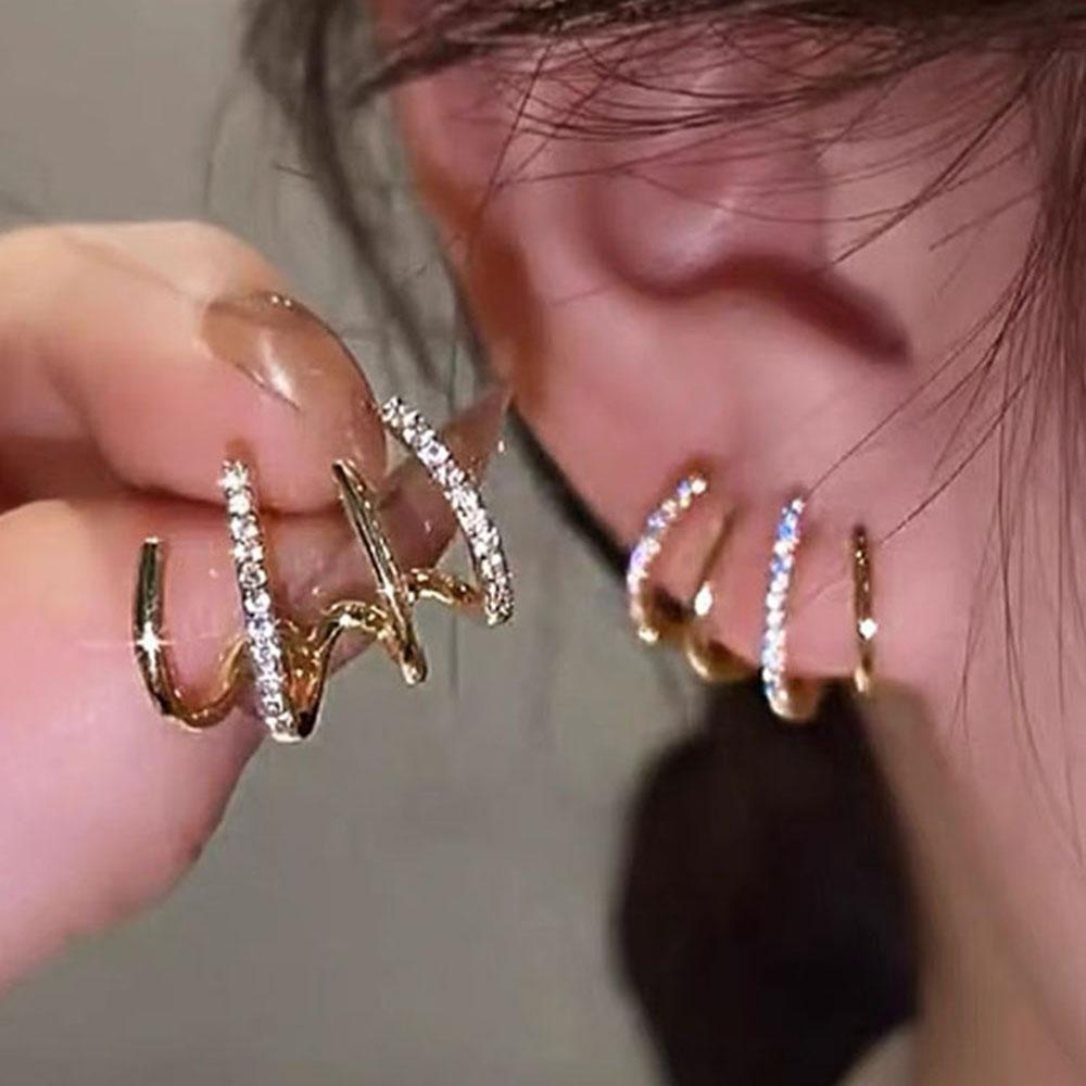 Korean Stylish Cross Arc Long Drop Earrings for Women Fashion Simple Hanging Dangling Earrings Jewelry Female Christmas Gift