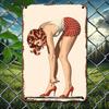 Retro D Metal Wall Art Vintage Polka Dot Lady Decor for Man Cave Kitchen Garage Bar PreDrilled Easy Hanging