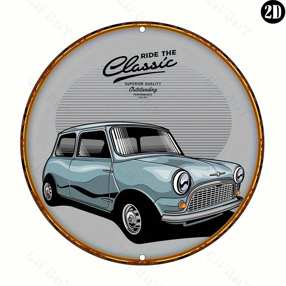 Segno di Latta Metallica per Auto d'Epoca Mini Cooper Classica Decorazione Murale per Casa Ufficio Bar Caffè