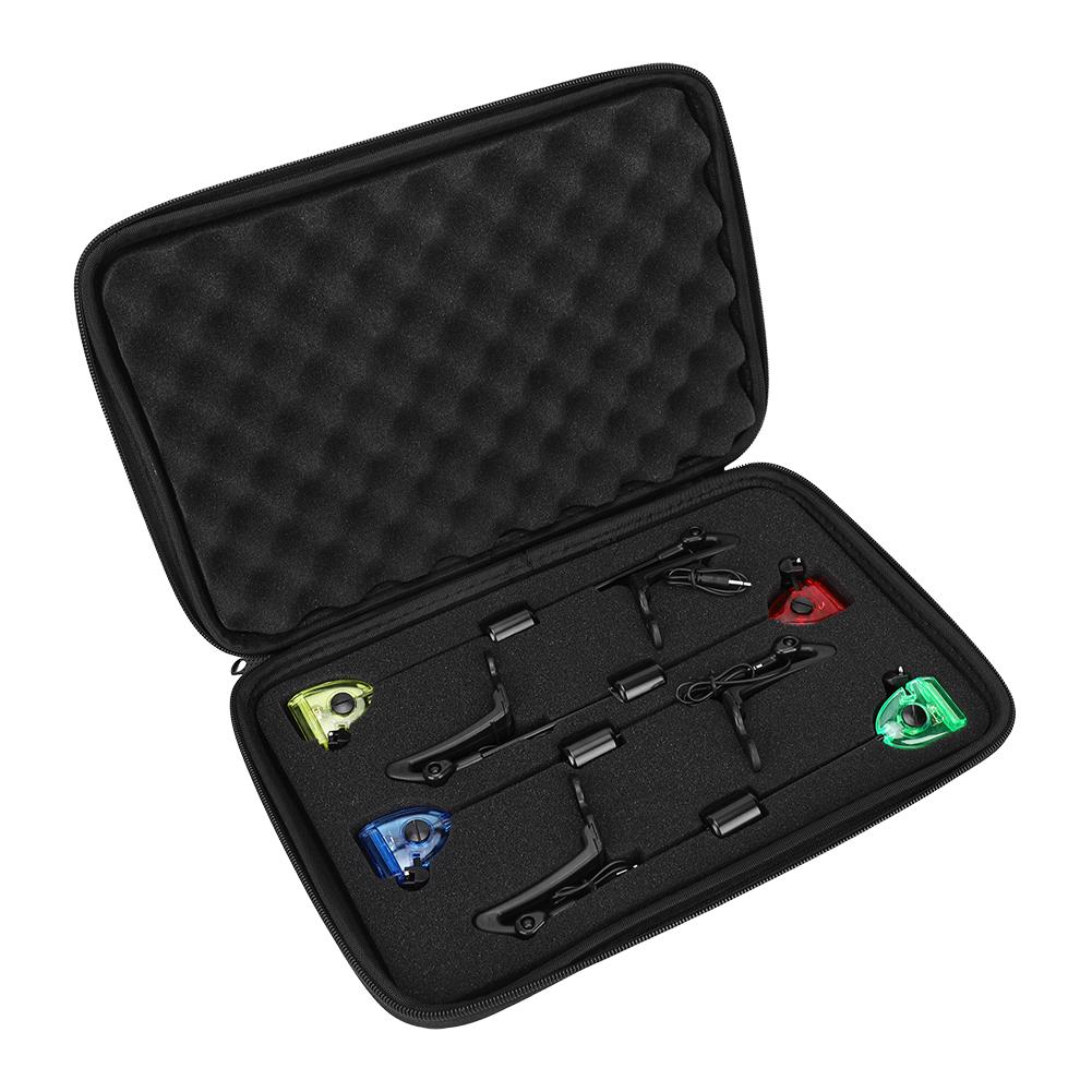 4 Pcs Plastic Fishing Bite Alarm Hangers Swinger Chain Indicator Sound & Light Alert Fish