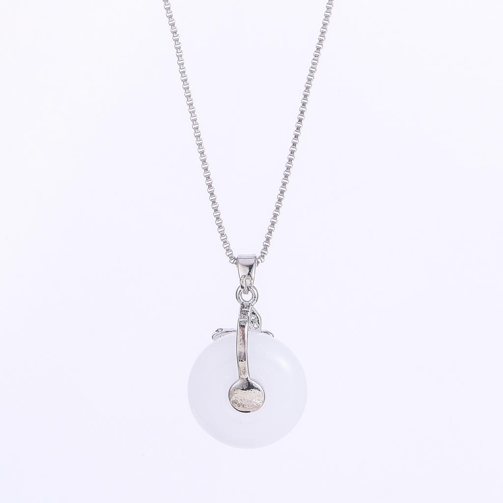Ping An Buckle Necklace Women'S Light Luxury Retro Guochao Inlaid White Jade Pendant Necklace