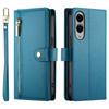 Samsung Galaxy S25 Edge Flip Case, Wallet Zipper Pocket, Blue