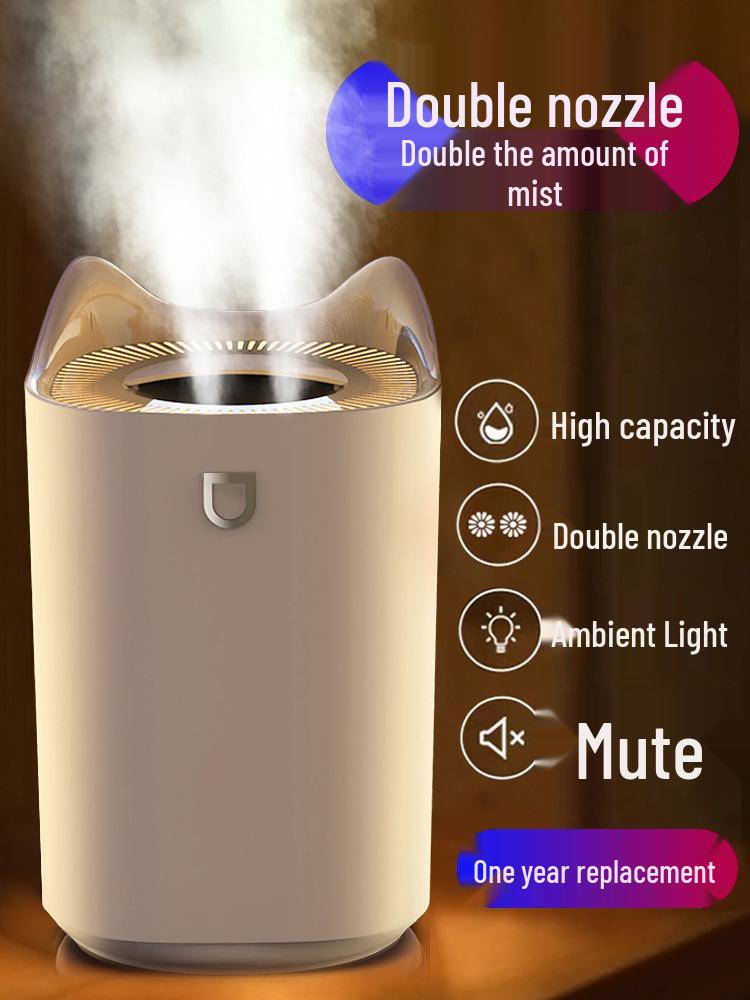 USB Humidifier & Air Purifier with Large Mist Output and Atmosphere Light for Home Bedroom